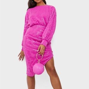 Pretty Little Thing Sequin Asymmetrical Dress 0